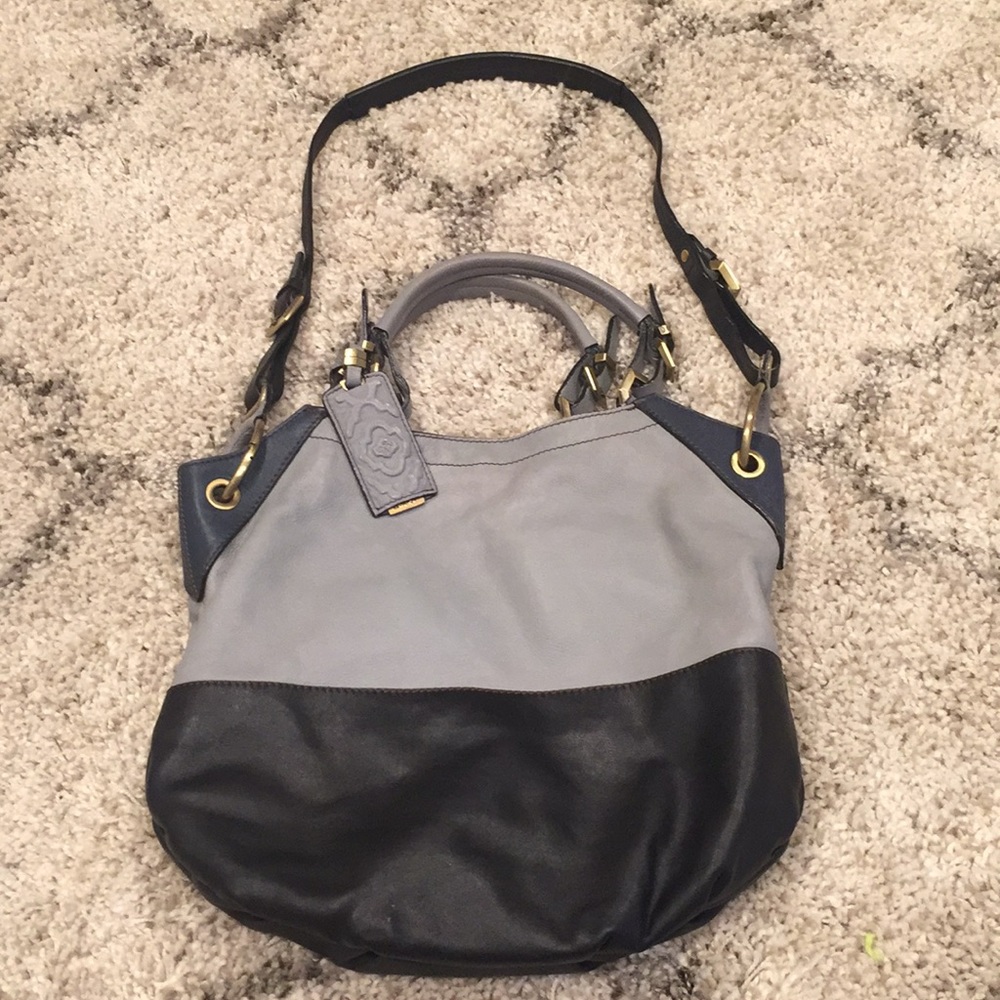 OrYANY Gray & navy leather Large Satchel